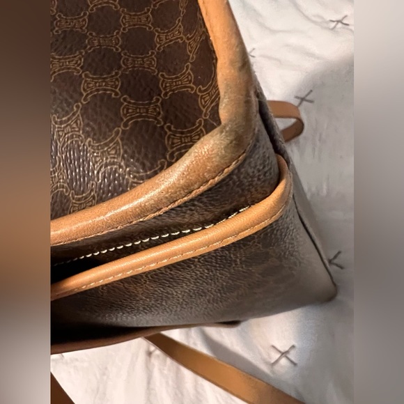 Vintage Celine Tote Handbag Triomphe Macadam Shoulder Purse Large Brown Purse - Picture 9 of 15